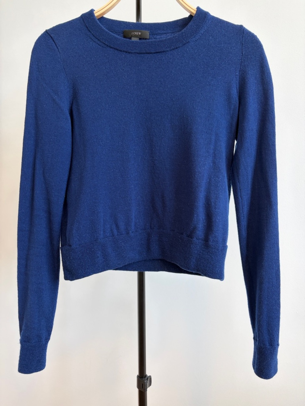 J. Crew 100% Merino Wool Crop Crew Neck Long Sleeve Blue Sweater XS